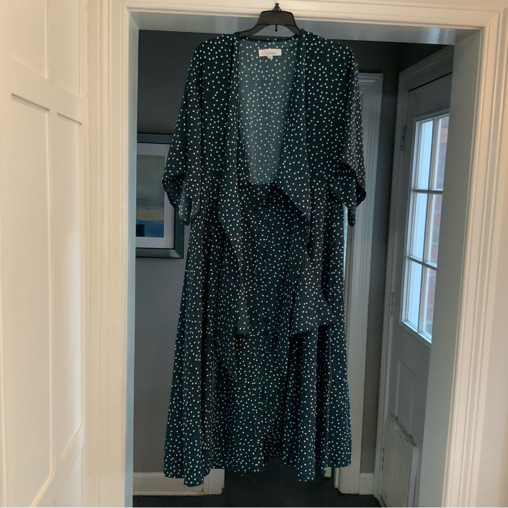 Elegant blue  Polka Dot Dress size XL nwt  sku 2647